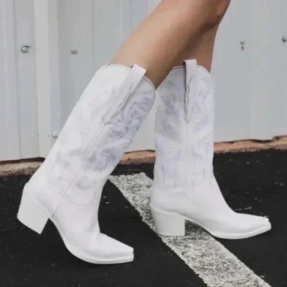 JEFFREY CAMPBELL Dagget Western Boot in White Combo Size US 7 - Picture 1 of 15